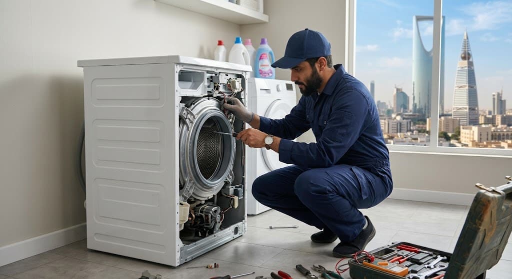 فني متخصص في الأجهزة المنزلية يقدم خدمات احترافية لتلبية طلبات صيانة غسالات حي غرناطة الرياض بدقة وكفاءة عالية