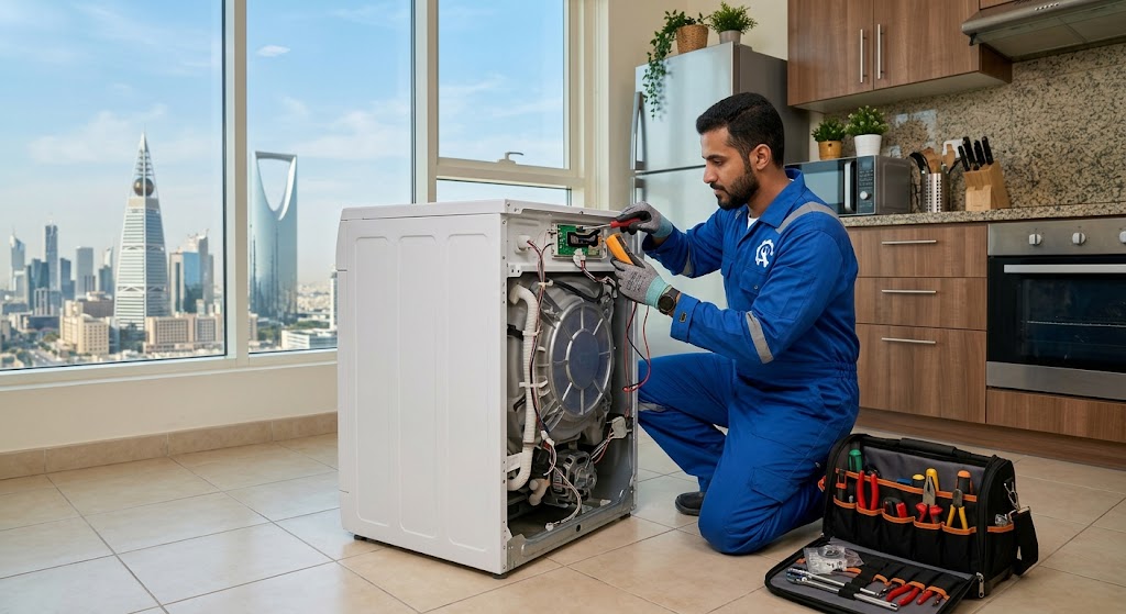 متخصص في الأجهزة المنزلية يقدم خدمات احترافية لتلبية طلبات صيانة غسالات حي المرسلات الرياض بدقة وكفاءة عالية